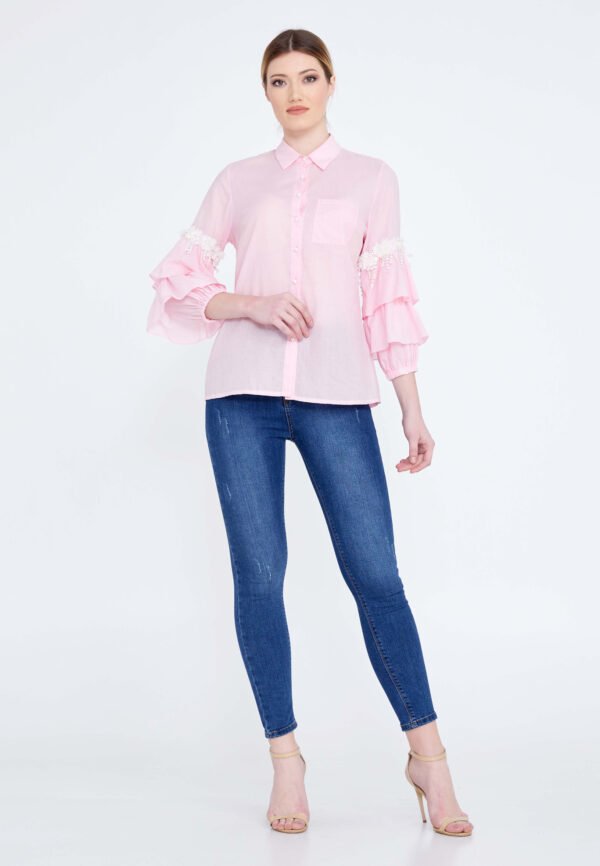 Long Sleeve Solid Color Regular Pink - Image 4