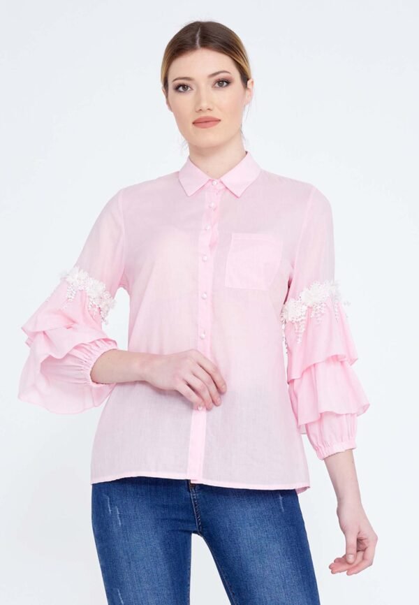 Long Sleeve Solid Color Regular Pink