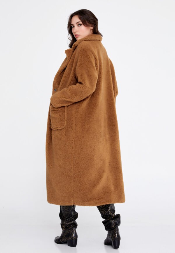 Wool Solid Color Regular Brown Coat - Image 3