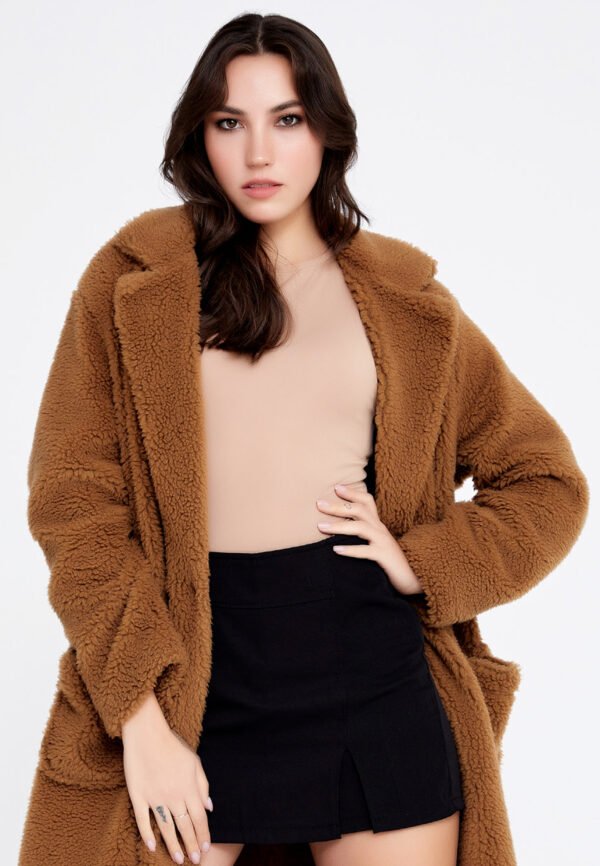 Wool Solid Color Regular Brown Coat