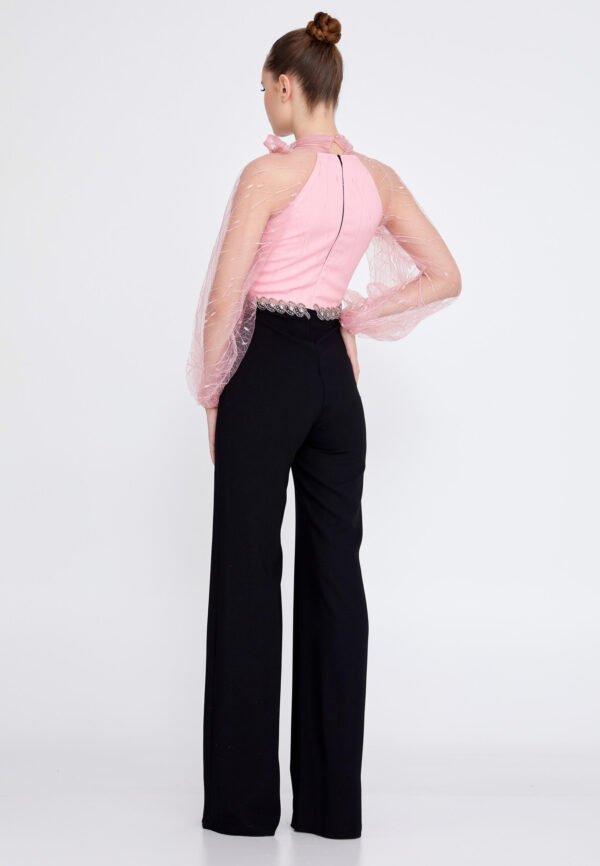 Long Sleeve Crepe Regular Fit Regular Pink Black Evening - Image 3