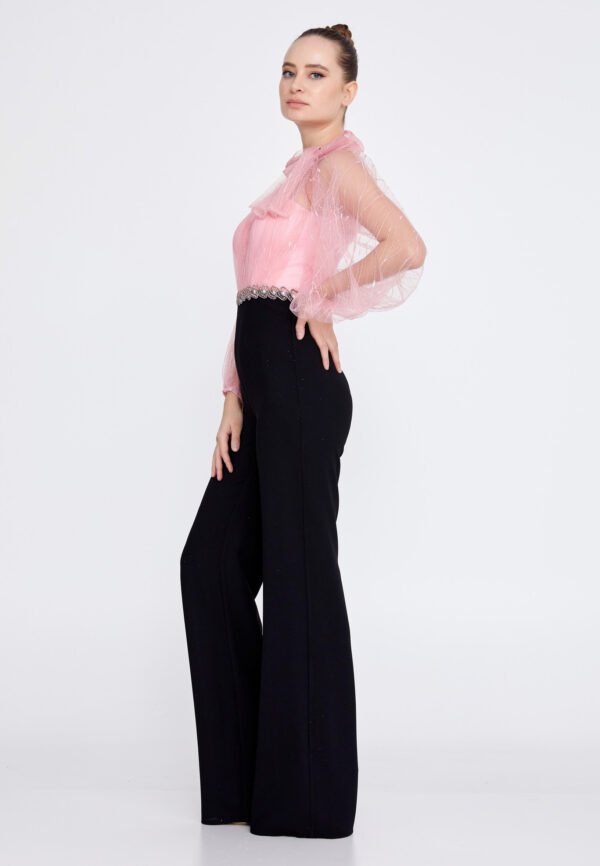 Long Sleeve Crepe Regular Fit Regular Pink Black Evening - Image 2