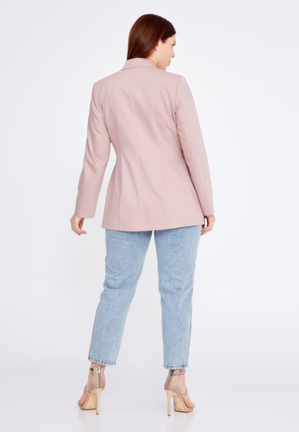 Long Sleeve Crepe Solid Color Plus Size Pink - Image 3