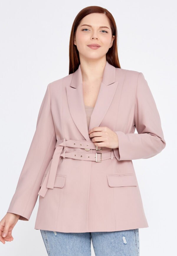 Long Sleeve Crepe Solid Color Plus Size Pink