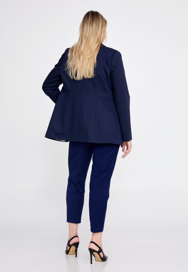Long Sleeve Crepe Solid Color Plus Size Navy Jacket - Image 3
