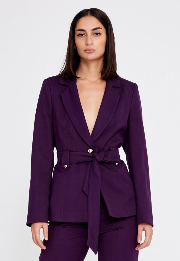 Long Sleeve Regular Purple Suit - Image 5