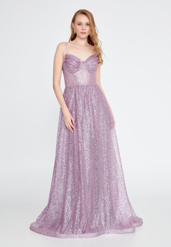 Sleeveless Maxi Sequin Mermaid Regular Purple Evening Dress - Image 5