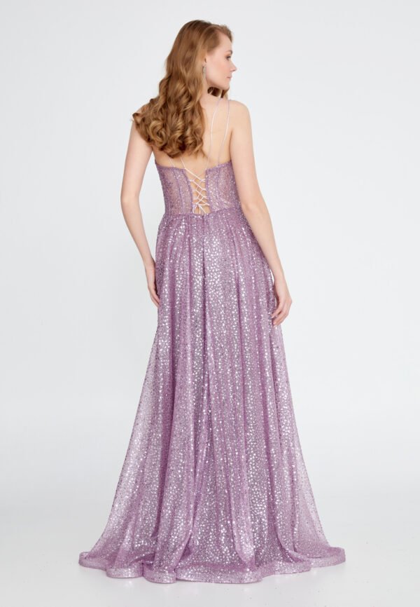 Sleeveless Maxi Sequin Mermaid Regular Purple Evening Dress - Image 4