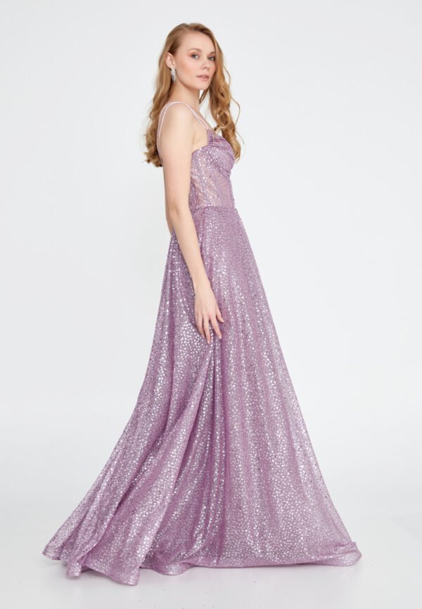 Sleeveless Maxi Sequin Mermaid Regular Purple Evening Dress - Image 3