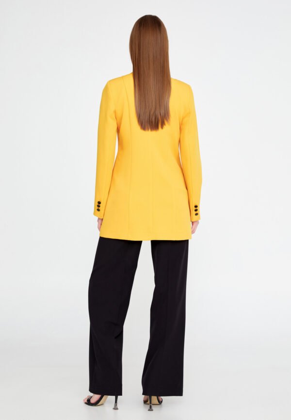 Long Sleeve Crepe Solid Color Regular Yellow Jacket - Image 3