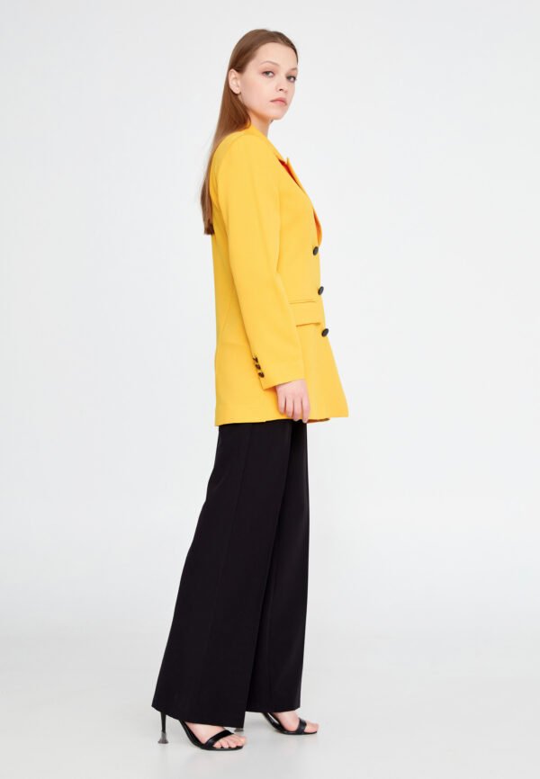 Long Sleeve Crepe Solid Color Regular Yellow Jacket - Image 2