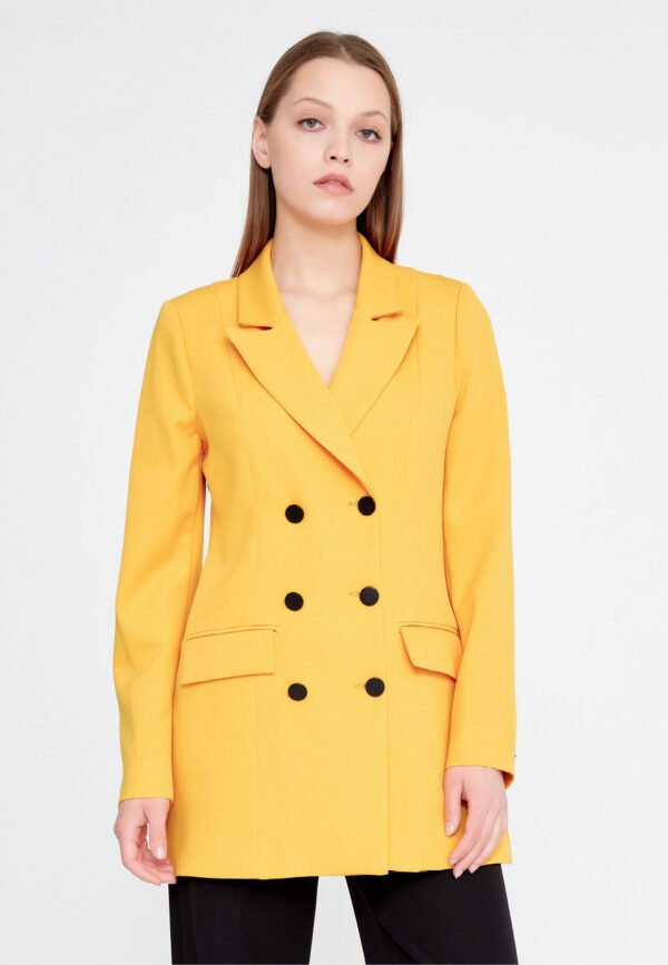 Long Sleeve Crepe Solid Color Regular Yellow Jacket