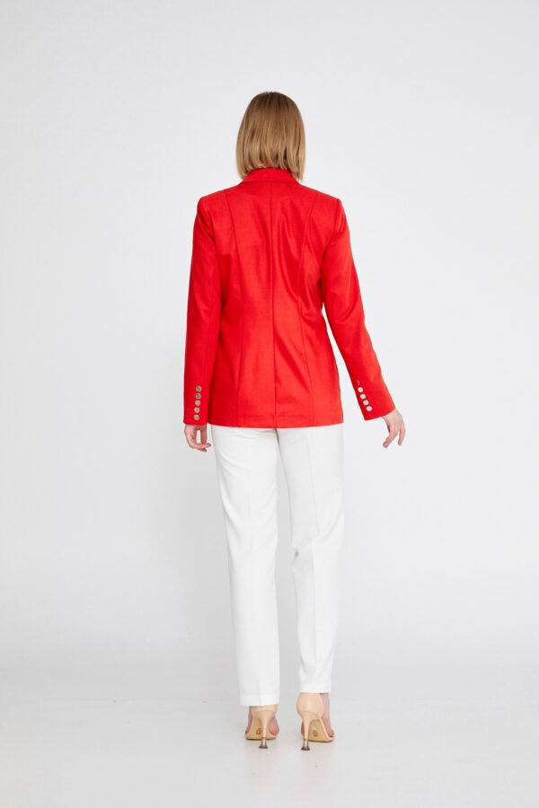 Long Sleeve Crepe Solid Color Regular Red Amor Jacket - Image 3
