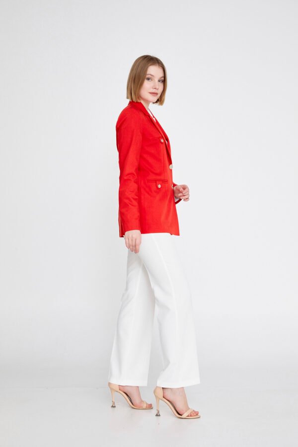 Long Sleeve Crepe Solid Color Regular Red Amor Jacket - Image 2