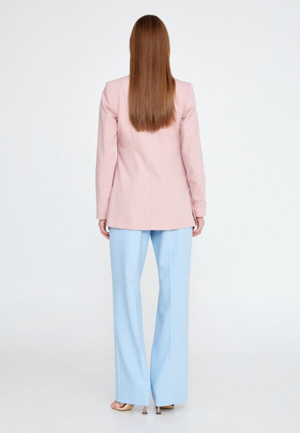 Long Sleeve Crepe Solid Color Regular Pink Amra Jacket - Image 3