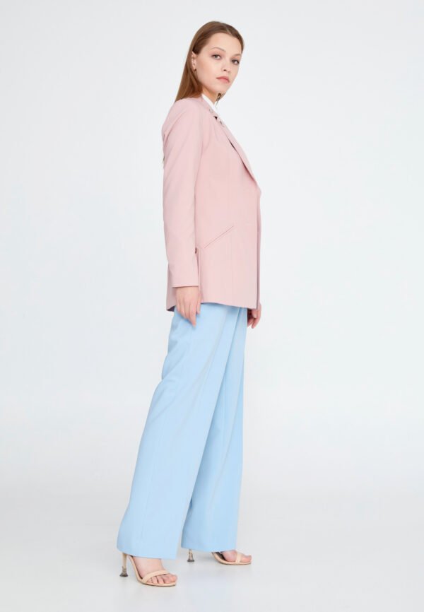 Long Sleeve Crepe Solid Color Regular Pink Amra Jacket - Image 2