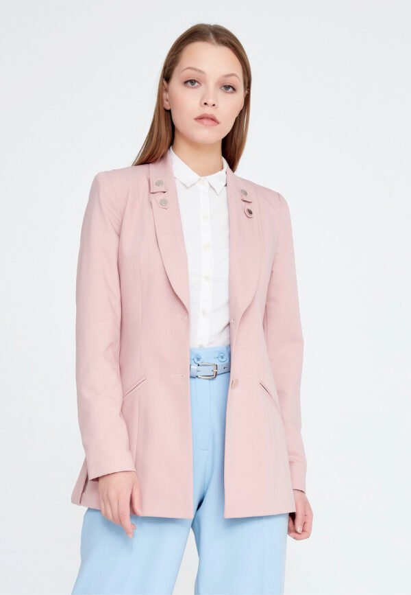 Long Sleeve Crepe Solid Color Regular Pink Amra Jacket