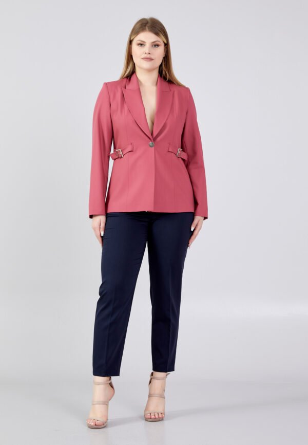 Long Sleeve Polyester Solid Color Plus Size Pink Jacket - Image 4