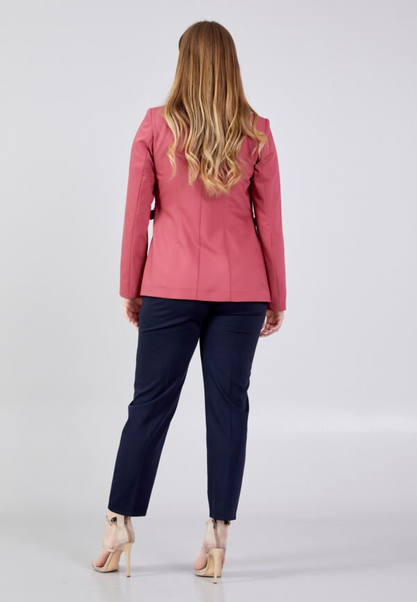 Long Sleeve Polyester Solid Color Plus Size Pink Jacket - Image 3