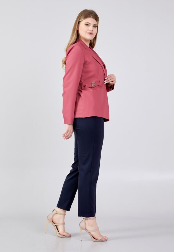 Long Sleeve Polyester Solid Color Plus Size Pink Jacket - Image 2
