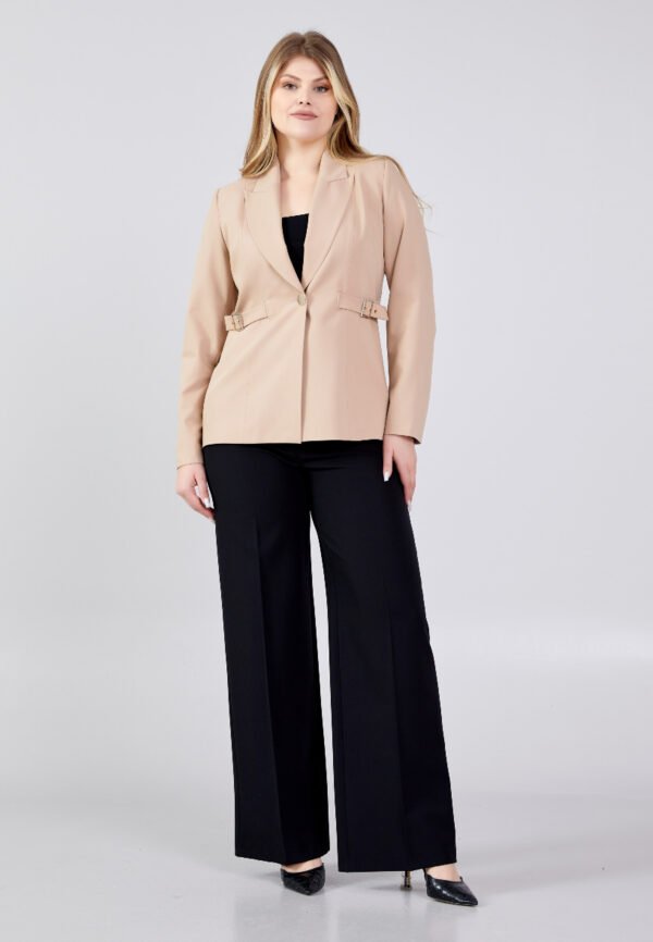 Long Sleeve Polyester Solid Color Plus Size Beige Jacket - Image 5