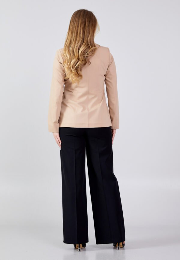 Long Sleeve Polyester Solid Color Plus Size Beige Jacket - Image 4