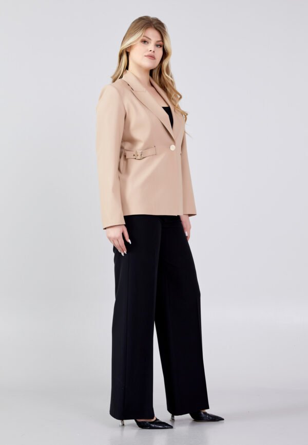 Long Sleeve Polyester Solid Color Plus Size Beige Jacket - Image 3