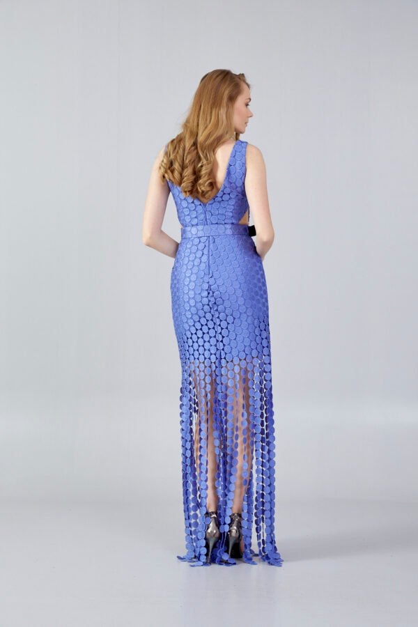 Sleeveless Maxi Cotton Column Regular Purple Evening Dress - Image 4