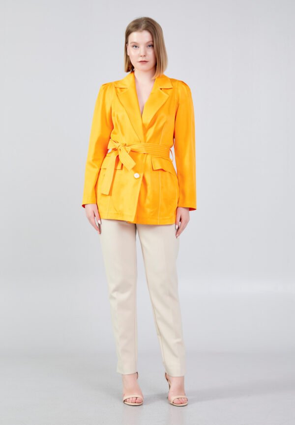 Long Sleeve Polyester Solid Color Regular Yellow Jacket - Image 3