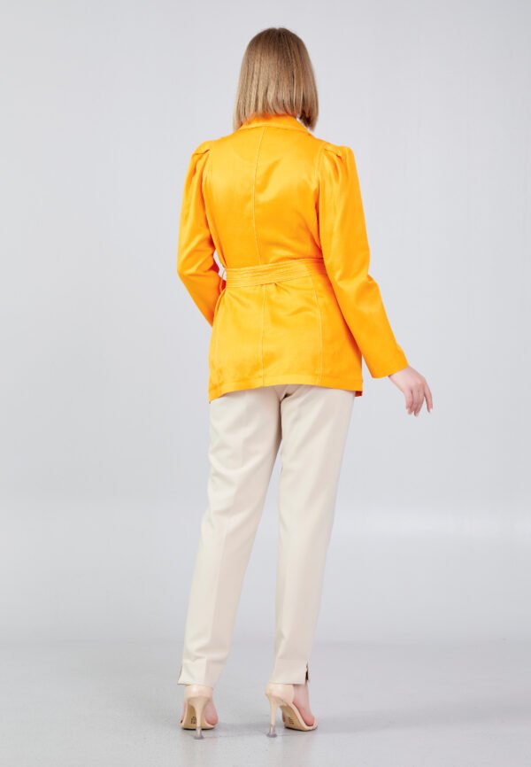 Long Sleeve Polyester Solid Color Regular Yellow Jacket - Image 4
