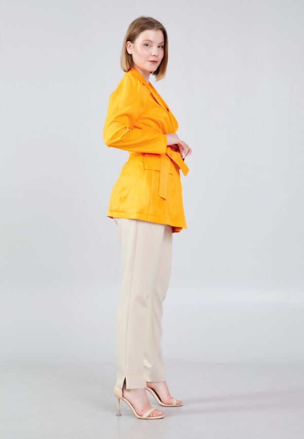 Long Sleeve Polyester Solid Color Regular Yellow Jacket - Image 2
