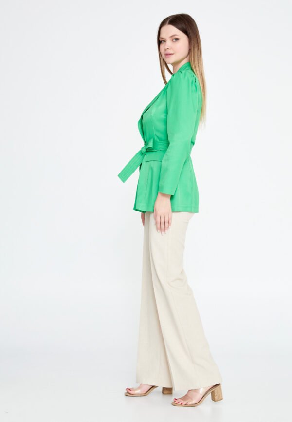 Long Steeve Polymater Solid Color Regular Green Jacket - Image 2
