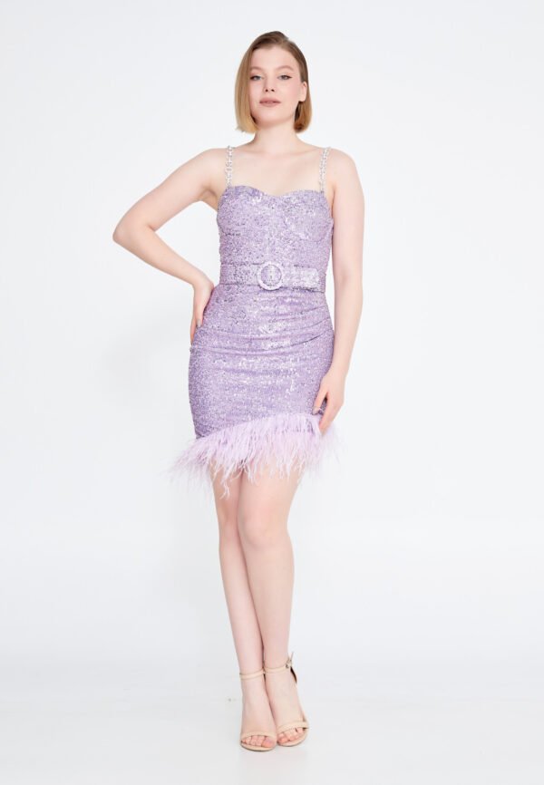 Develess Ms Sequin Column Regular Purple Cocktail Dress - Image 4