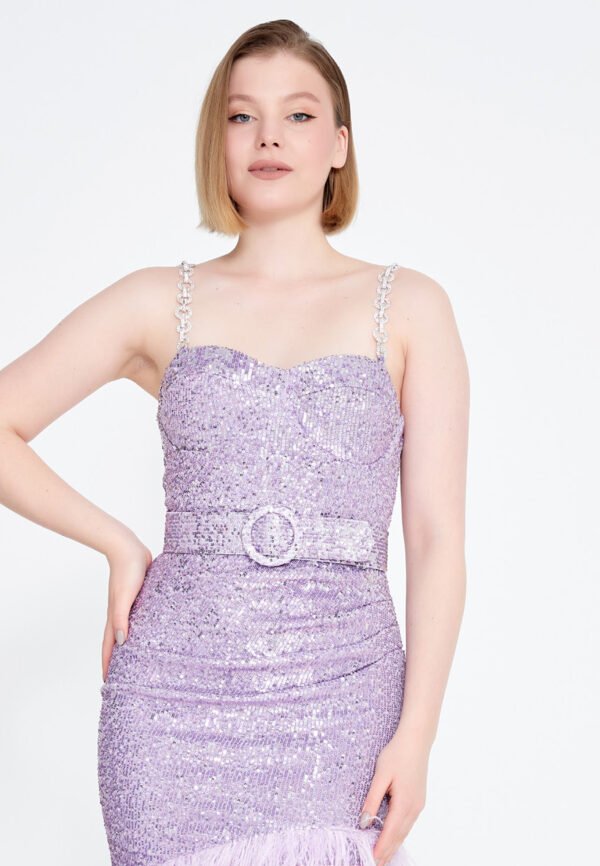 Develess Ms Sequin Column Regular Purple Cocktail Dress