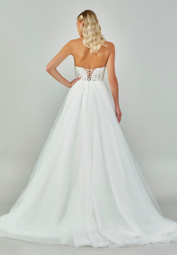 Sleeveless Maxi Tulle Regular Ecru Wedding Dress - Image 6
