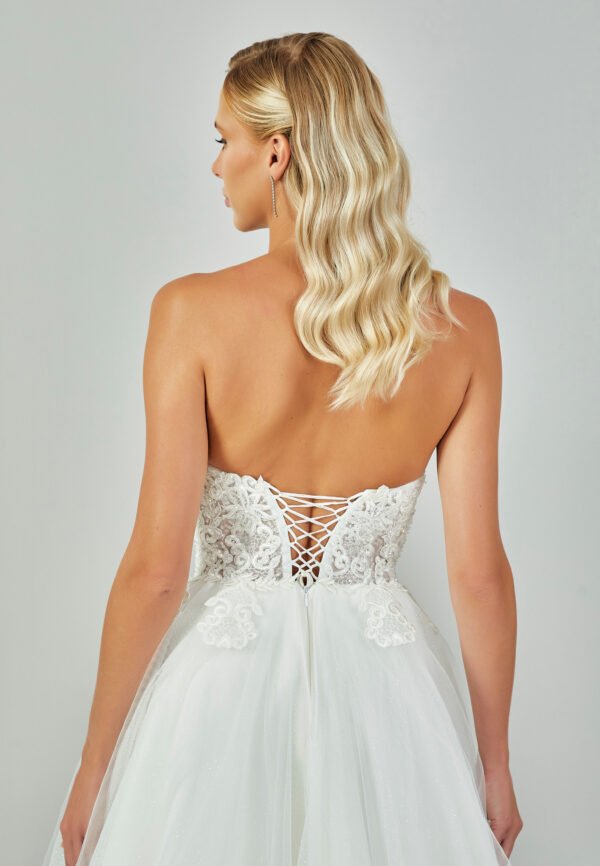 Sleeveless Maxi Tulle Regular Ecru Wedding Dress - Image 3