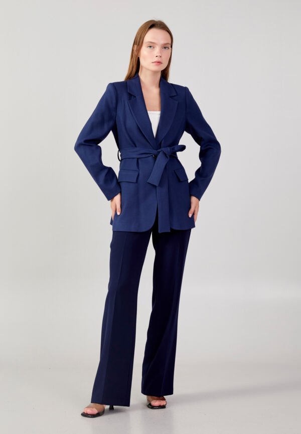 Long Sleeve Crepe Solid Color Regular Navy Ami int Jacket - Image 2
