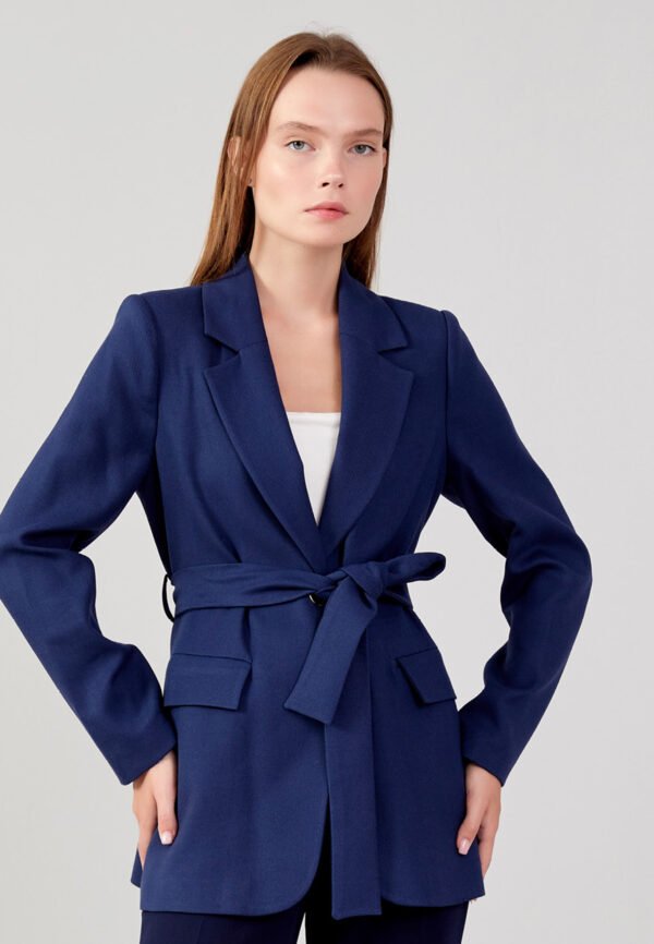 Long Sleeve Crepe Solid Color Regular Navy Ami int Jacket
