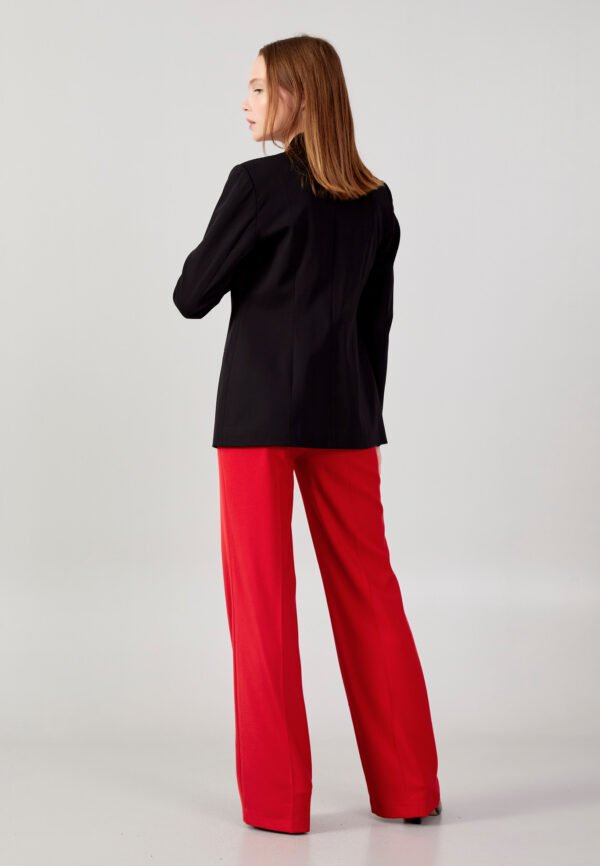 Long Sleeve Crepe Solid Color Regular Black Jacket - Image 3