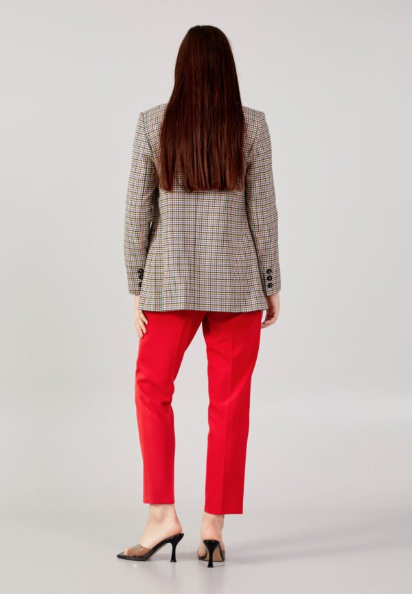 Long Sleeve Polyester Plaid Regular Beige Jacket - Image 3