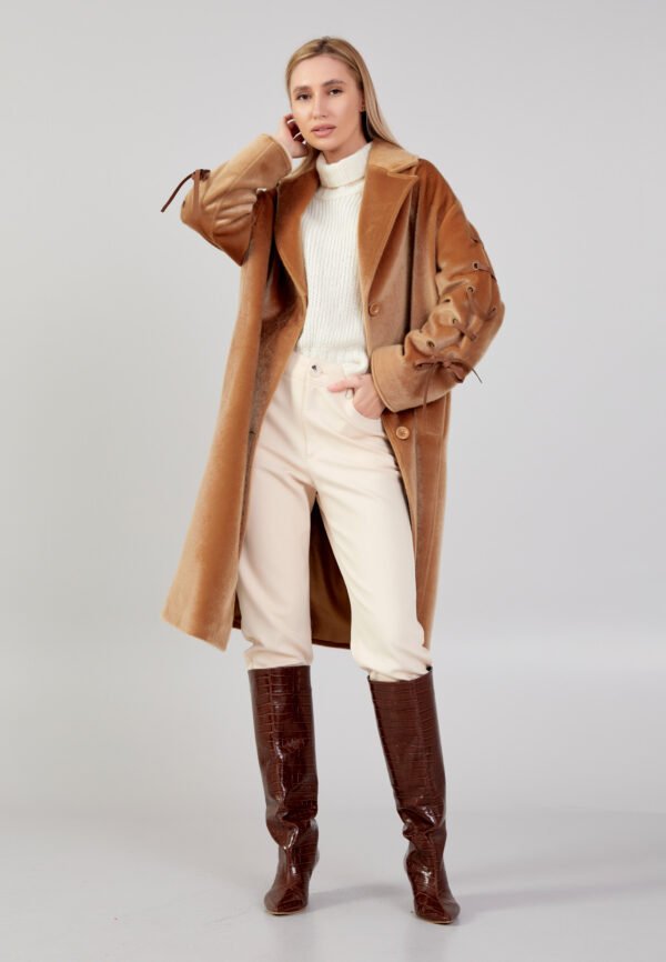 Wool Solid Color Regular Brown Coat