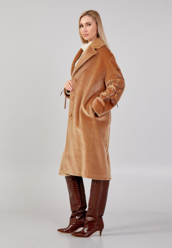 Wool Solid Color Regular Brown Coat - Image 5