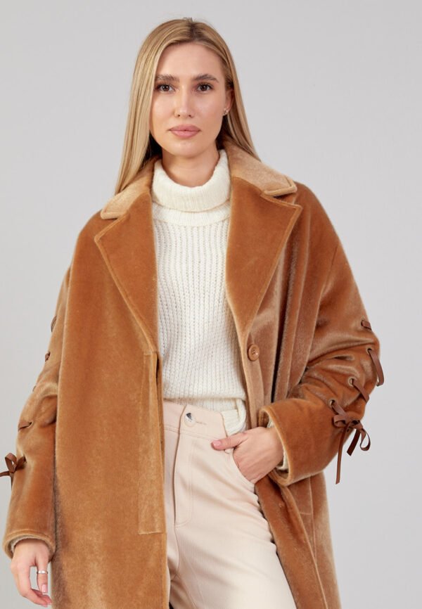Wool Solid Color Regular Brown Coat - Image 4