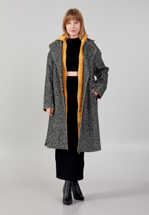Wool Solid Color Regular Black Coat