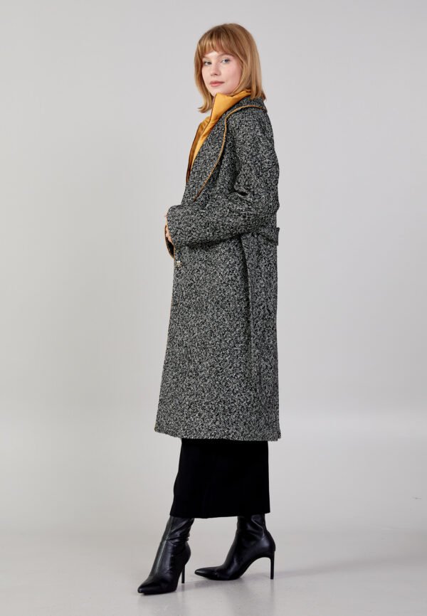 Wool Solid Color Regular Black Coat - Image 5