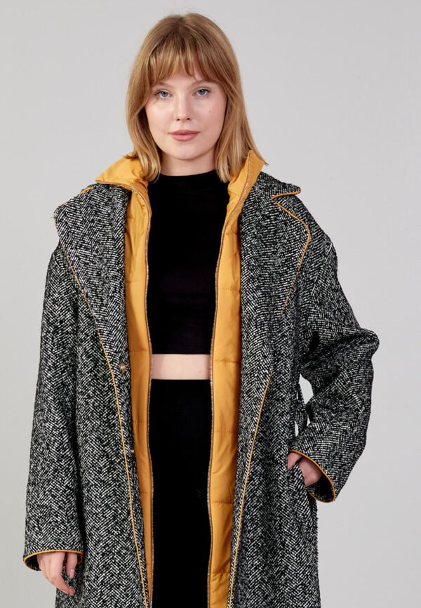 Wool Solid Color Regular Black Coat - Image 4