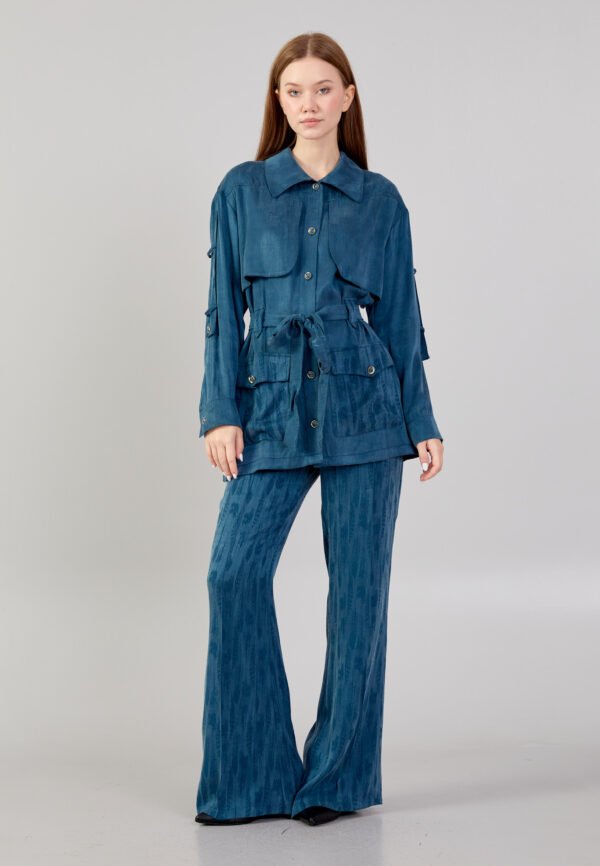 Long Sleeve Solid Color Regular Blue Shirt - Image 4