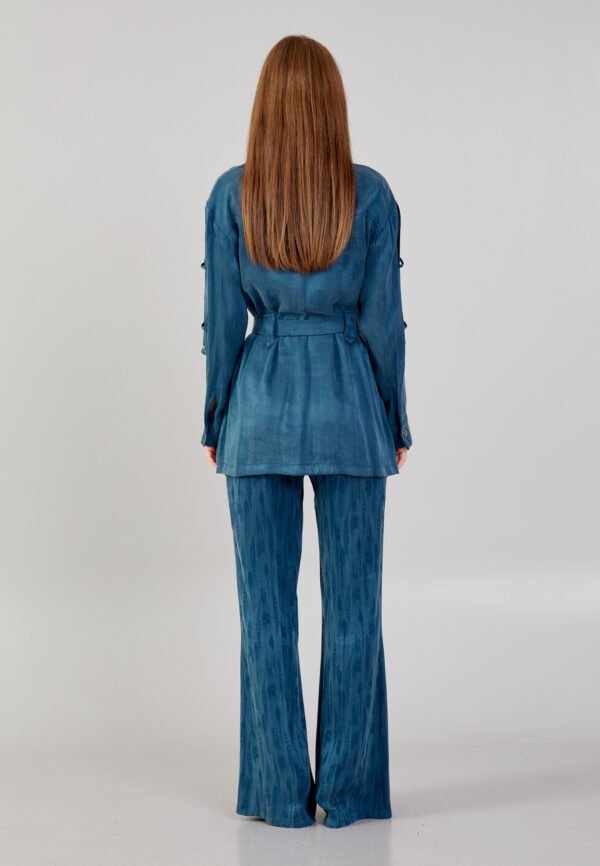 Long Sleeve Solid Color Regular Blue Shirt - Image 3