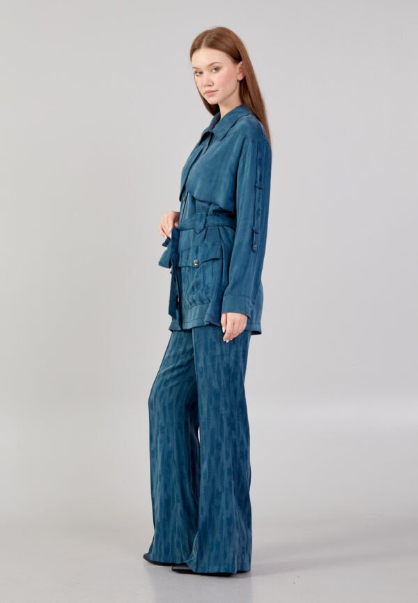 Long Sleeve Solid Color Regular Blue Shirt - Image 2