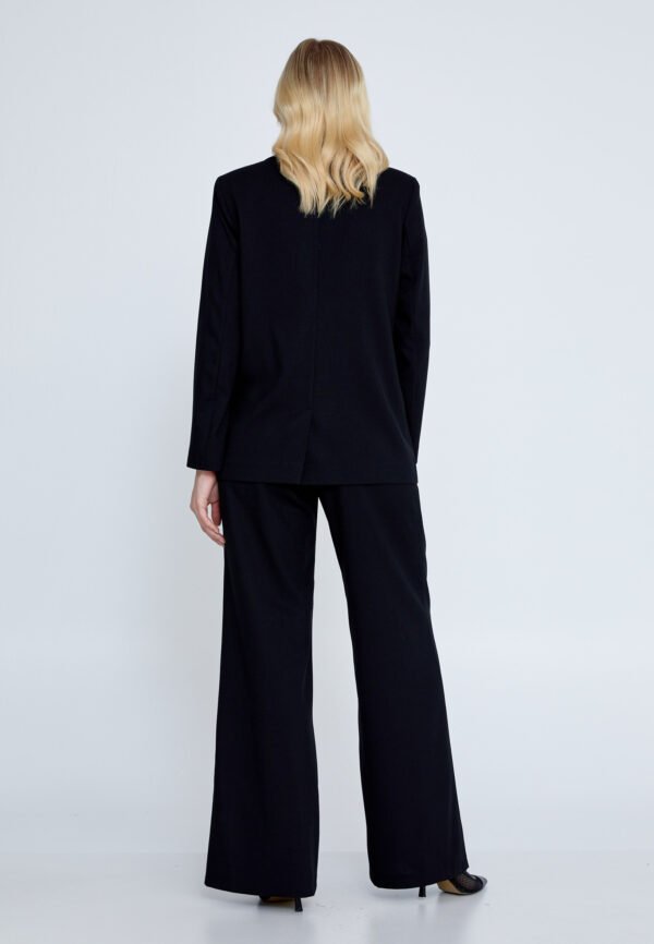 Long Sleeve Linen Solid Regular Black Jacket - Image 4